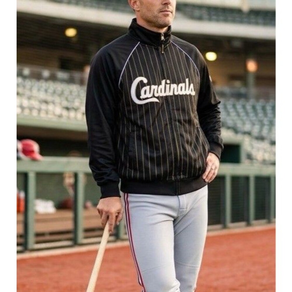 🔥🔥RARE St Louis Cardinals Jacket Mens Large Black MLB Home Base Baseball